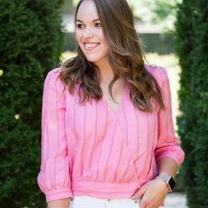 Madewell Pink Wrap Spring & Summer Top